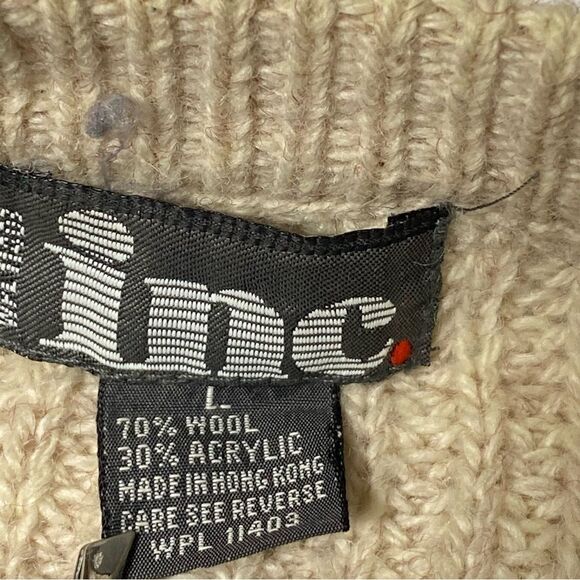 Vintage Inc Wool Blend Button Front Ribbed Tan Cardigan Women's Size Large - Picture 6 of 15